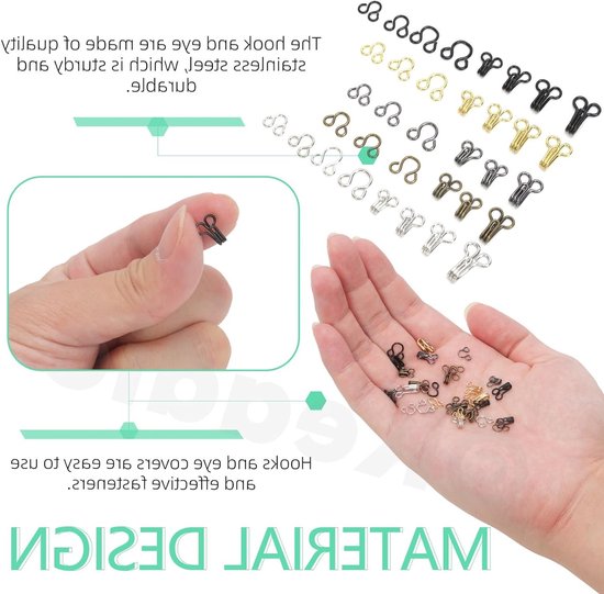 170 Stuks Naaien Haken en Ogen Sluitingen voor DIY Projecten en Creatieve Ambachten — afbeelding 2