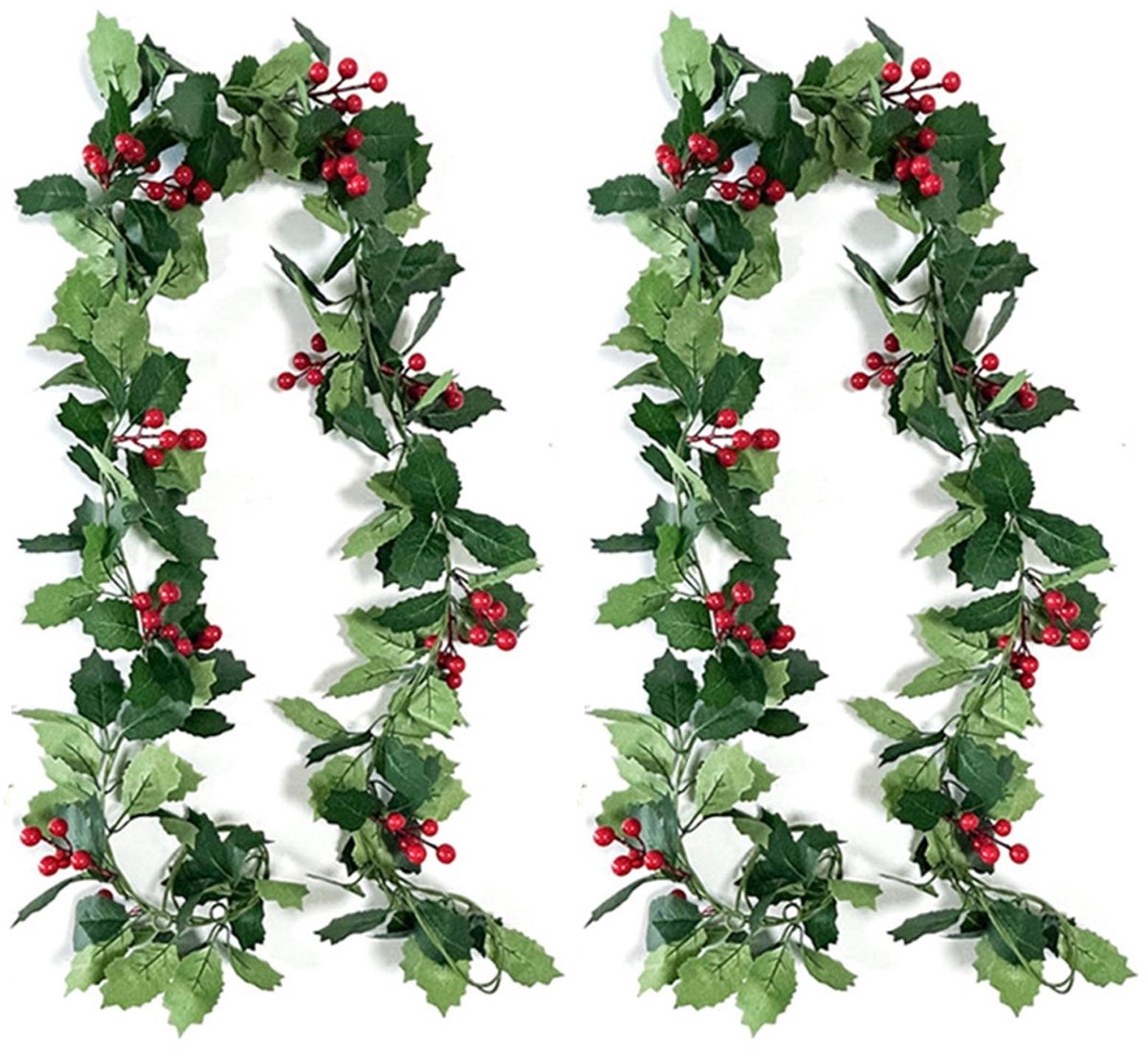 Dailygoods- Kerstslinger 2M - Kunstmatige Kerstslinger - Rode Bessen - Decoratie - Feestelijke Sfeer - Hoogwaardig PVC - Kerstdecoratie