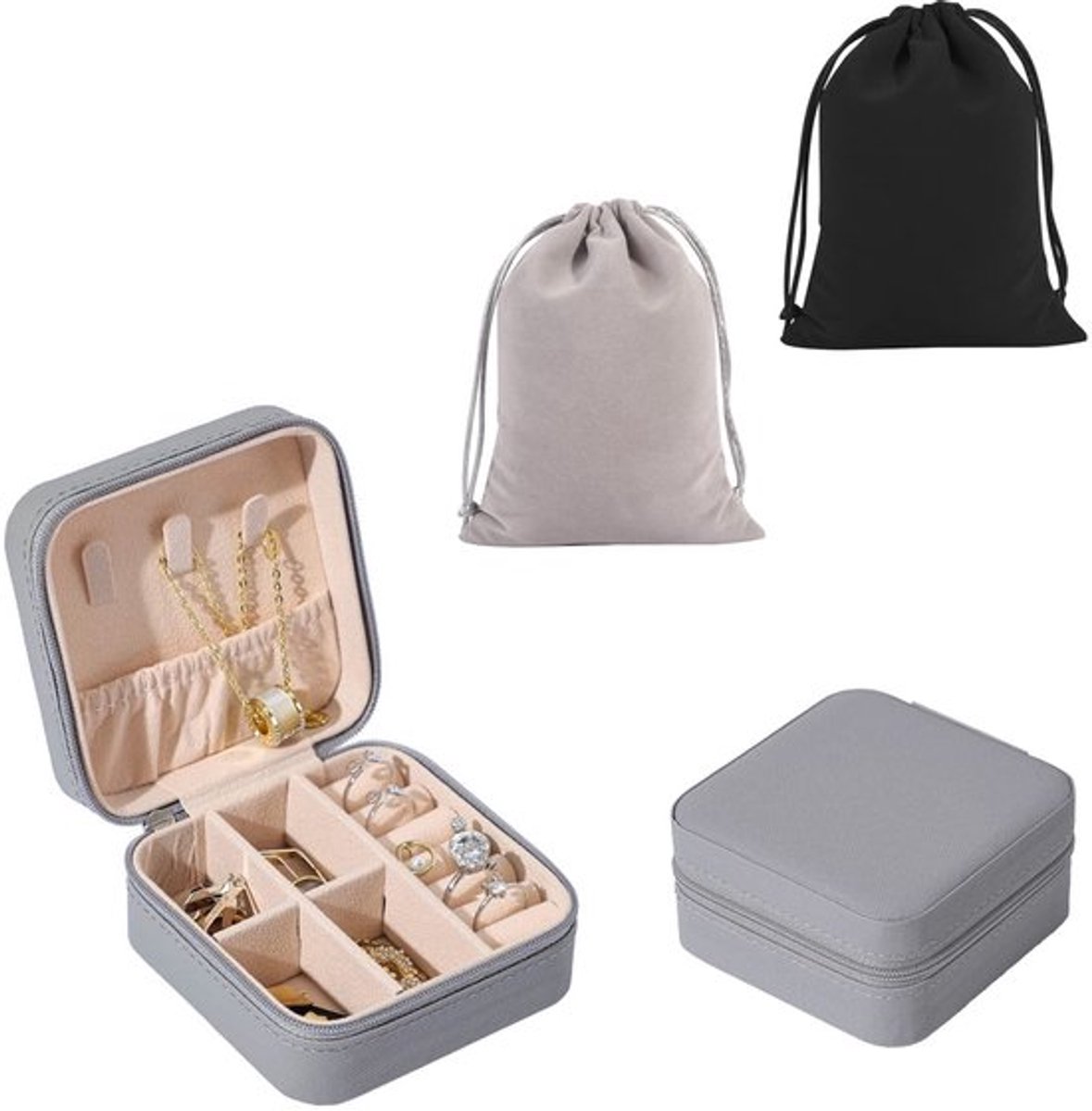 Allecto - Sieraden Organizer - Draagbare sieraden doos - Grijs - Mini