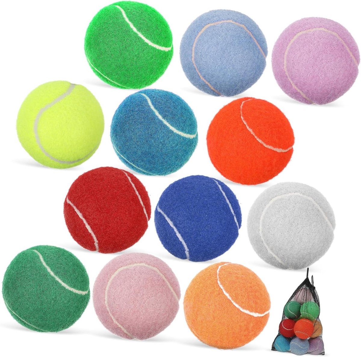 Hondentennisballen - Speelgoed ballen - Apporteren en Spelen - Duurzaam Rubber Materiaal - 12 Stuks - Multicolor