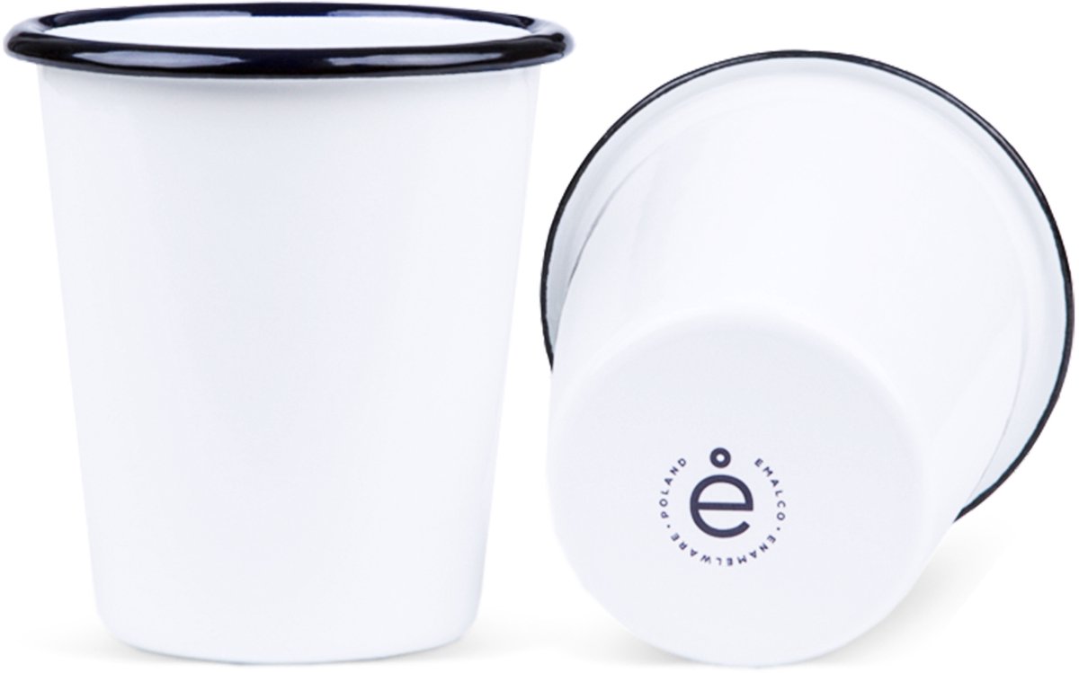 Emalco Plain Witte Emaille Tumbler Mok - 400ml