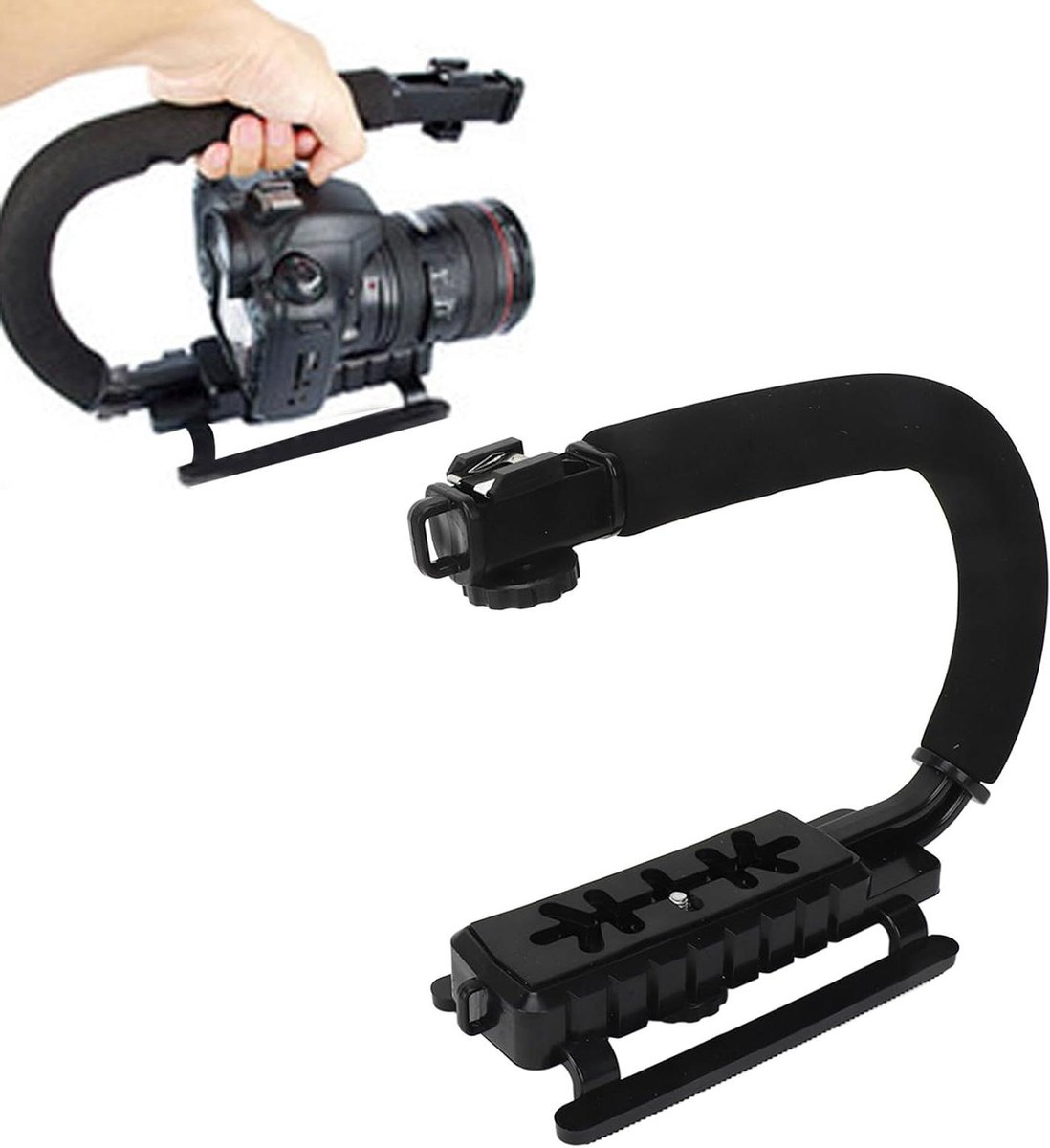 Allecta - Stabiliserende Handgreep voor DSLR Camera Camcorder met Flitsschoenbevestiging. Verbeterde Grip en Stabiliteit.