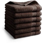 DoubleDry Hotel Handdoeken 50 x 100 cm – Set van 6 – 100% Katoen 500 g/m2 – Zacht & Absorberend - Chocoladebruin