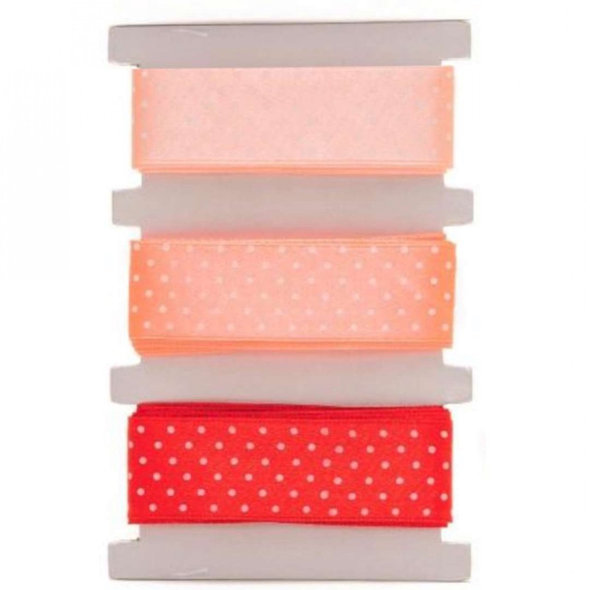 Satine Lint Oranje Rood Stippen 3m - Decoratie & Knutselen