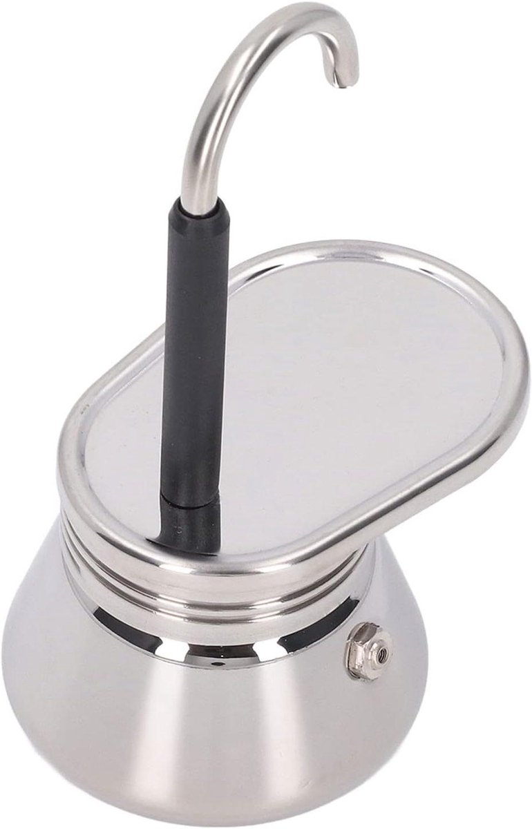 Espresso Pot - Italiaanse Koffiezetter - Outdoor Kamperen - Roestvrij Staal - 17 cm Hoog - Zilver