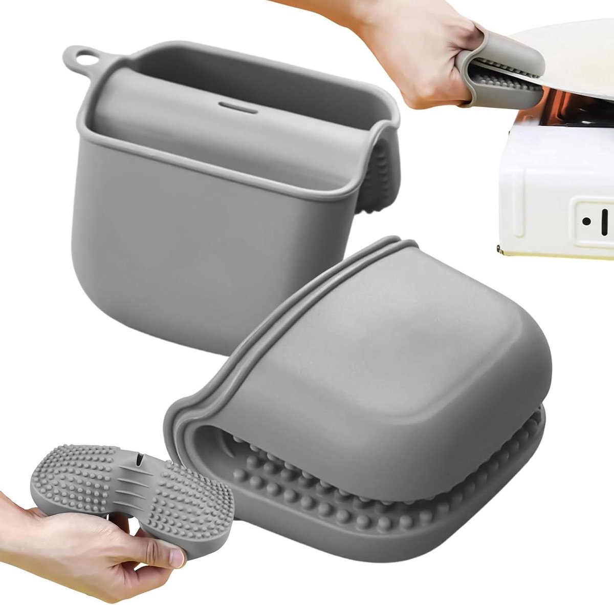 Siliconen Bakhandschoenen - Keukenhandschoenen Ovenwanten - Koken en Bakken - Antislip Grip Warmteblokkering - 1 Paar - Grijs