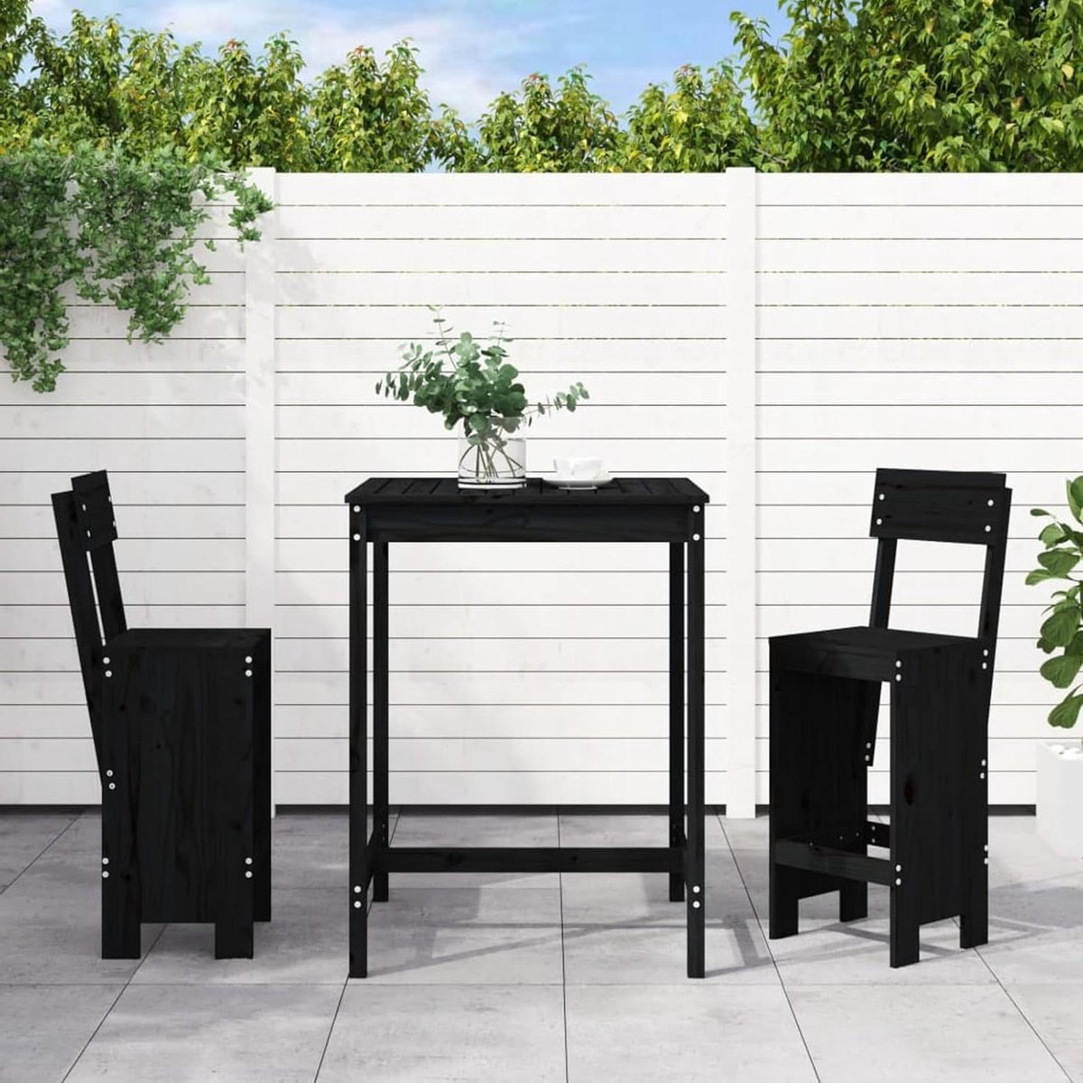 Tuinbar set - Bistro set - Buiten eten - Massief grenenhout - 825 cm breed - Zwart