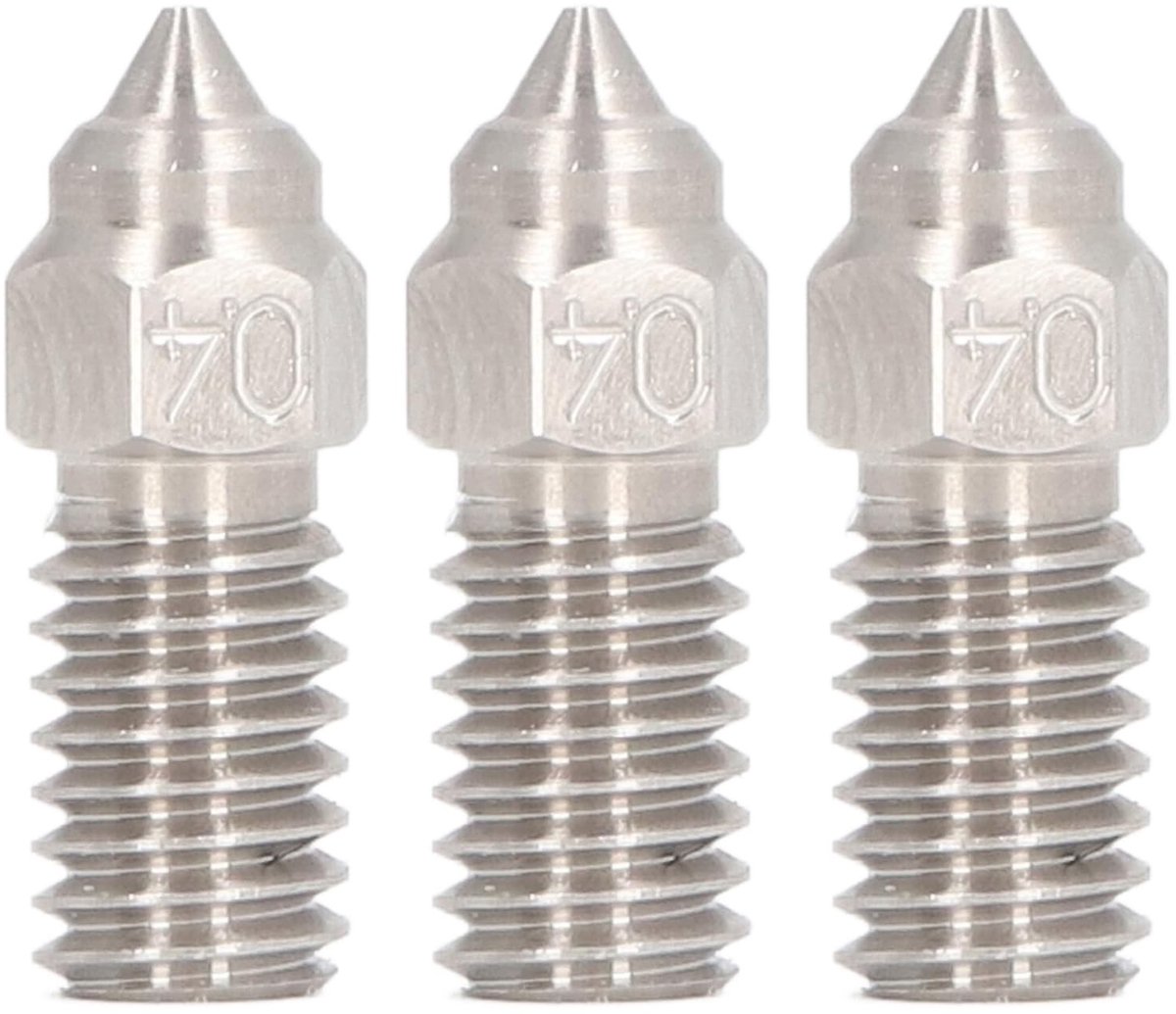 VLEMICO- 3D-printermondstuk 0,4 mm - 3 Stuks - Roestvrij Staal - Hoogstroom - Geschikt voor PLA/ABS/PETG - Gladde Binnenwanden - Nozzle