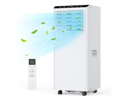 Mobiele airco 9000 BTU 5-in-1 – Koelen, ontvochtigen, ventileren – Stille nachtmodus – 24U timer – Tot 45 m² – Raamkit – Afstandsbediening