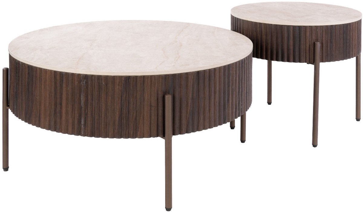 Fraaai - Santana salontafel set van 2 - 3D keramiek Taj Mahal - donkerbruin