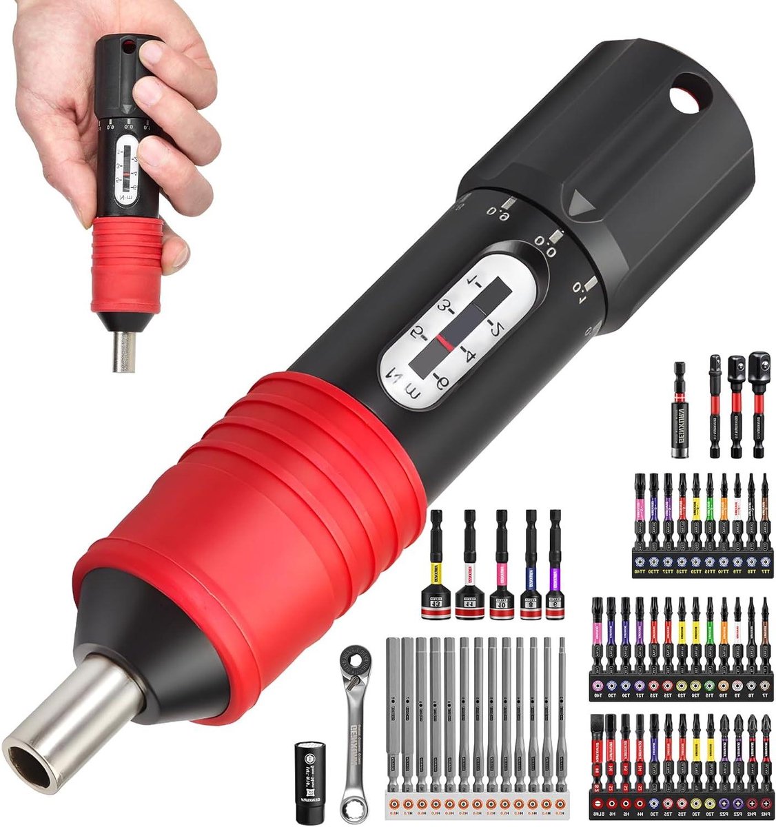 Momentschroevendraaiers Set - Verstelbare Schroevendraaiers - Precisie Werk - 61 Delige Universele - 1/4 Inch - Zilverkleurig