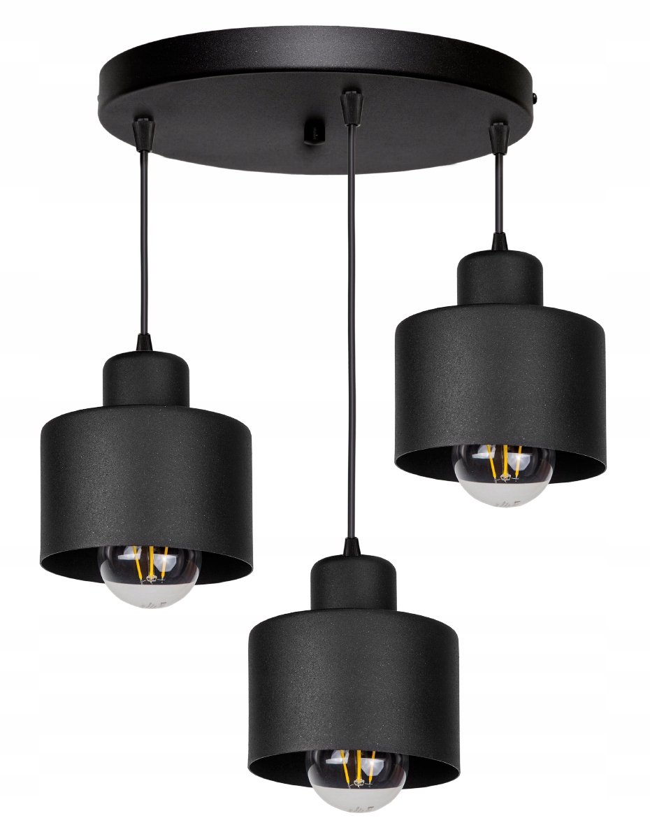Loft Plafondlamp Edison LED Zwart Metaal 3x E27