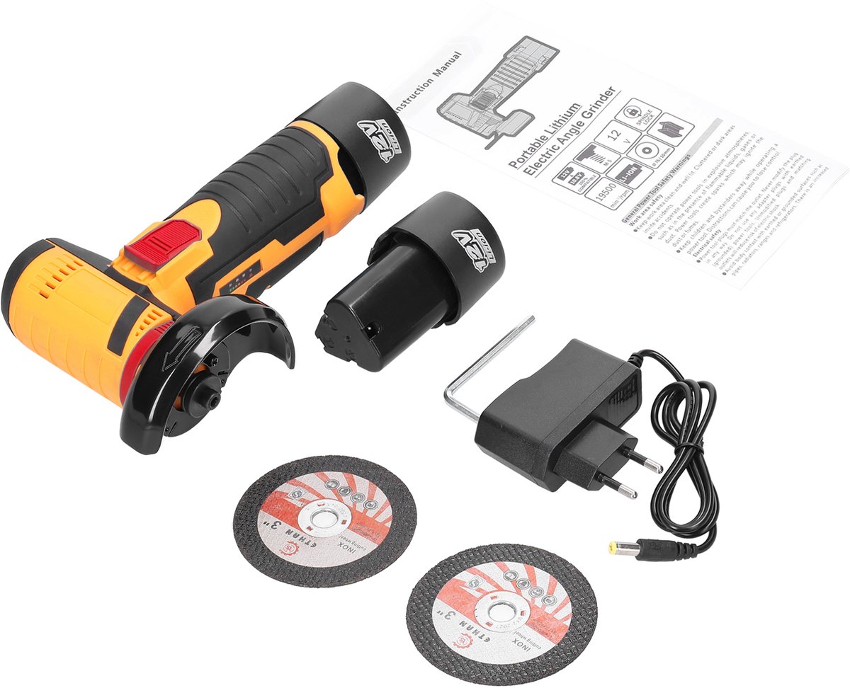 12V Mini Haakse Slijper – 19500rpm – Draadloos – 2x 1300mAh Accu – Compacte Elektrische Snij- en Slijpmachine – foto 2
