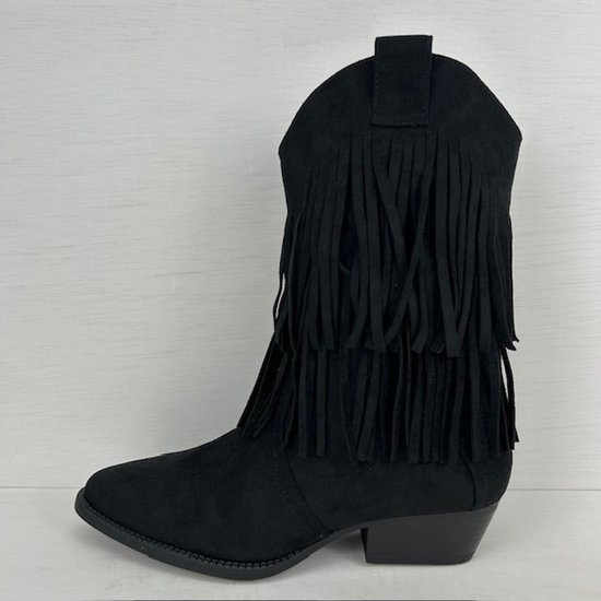 Trendy cowboylaarzen met franjes zwart Zwart / 39