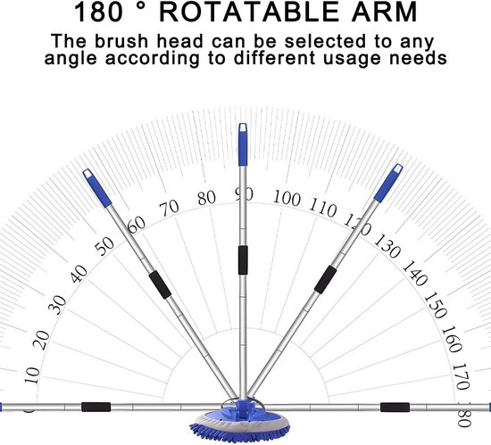 160 cm Autowasborstel met Lange Steel en 180° Rotatie - Uitschuifbare Autowasset voor Krasschone Auto, Wiel en Vrachtwagen — afbeelding 2