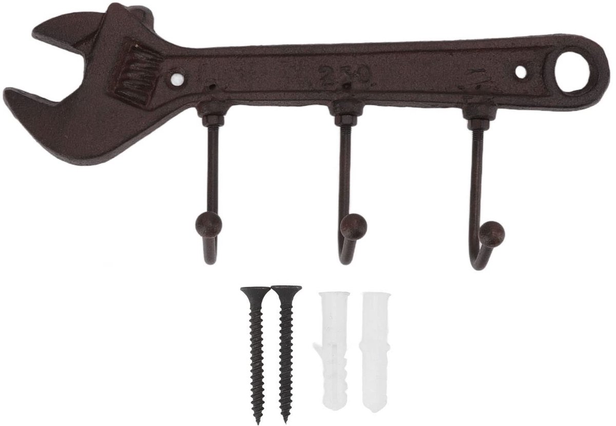 Retro muur hangende kapstok - industriële stijl - gewaad badhanddoek haken - sterk dragende smeedijzeren hanger - wanddecoratie haak - slaapkamer keuken - wrench.
