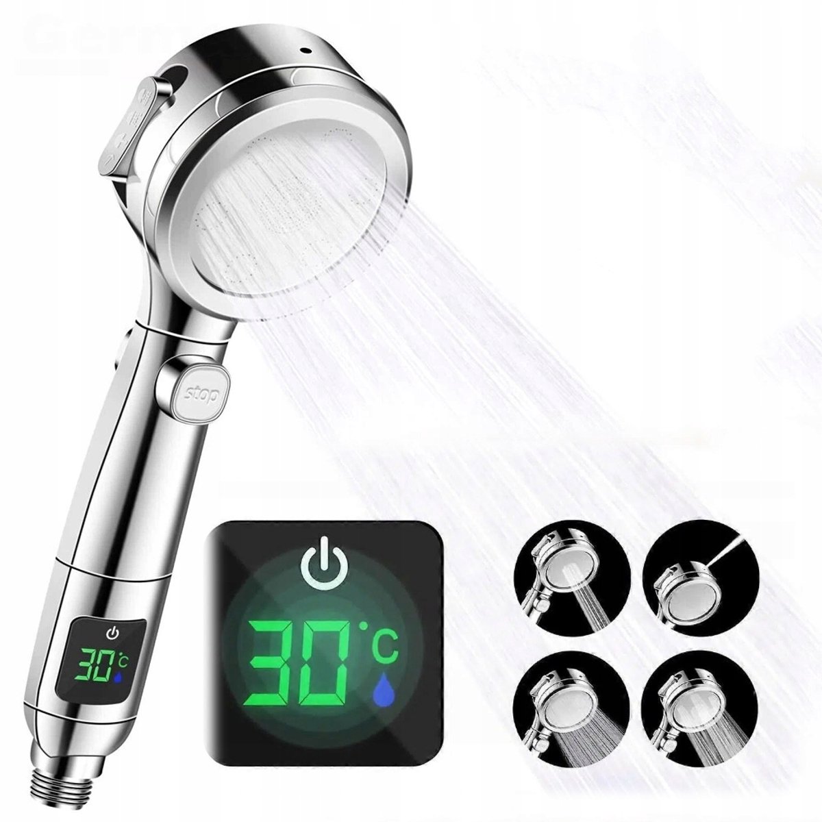 Douchekop met Filter: 4 standen, temperatuurweergave, waterbesparend