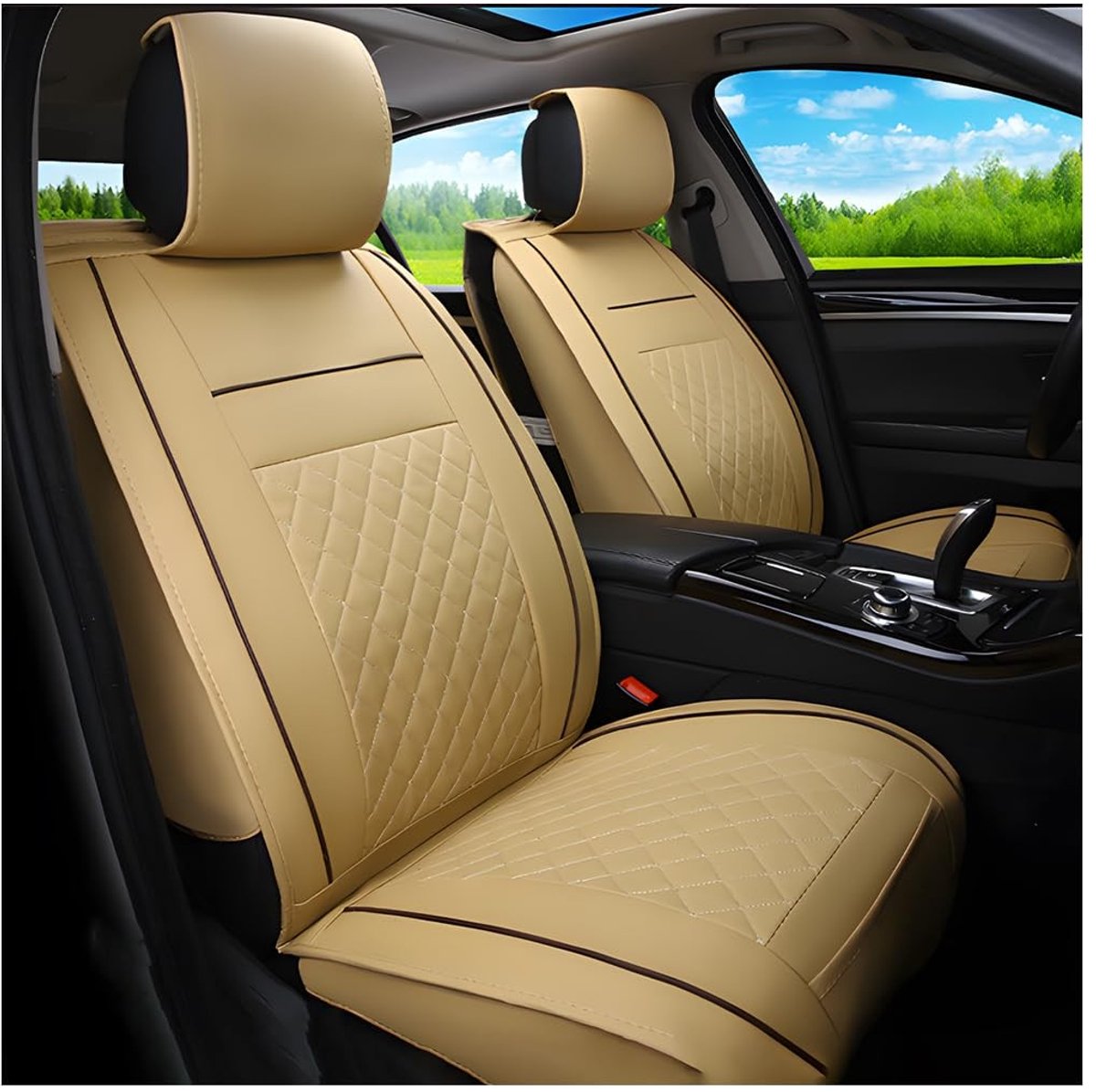 Dailygoods- Autostoelhoezen Luxe - Waterdicht - Universele Pasvorm - PU-lederen - Antislip - Afneembare Hoofdsteunhoezen - Stoelhoes