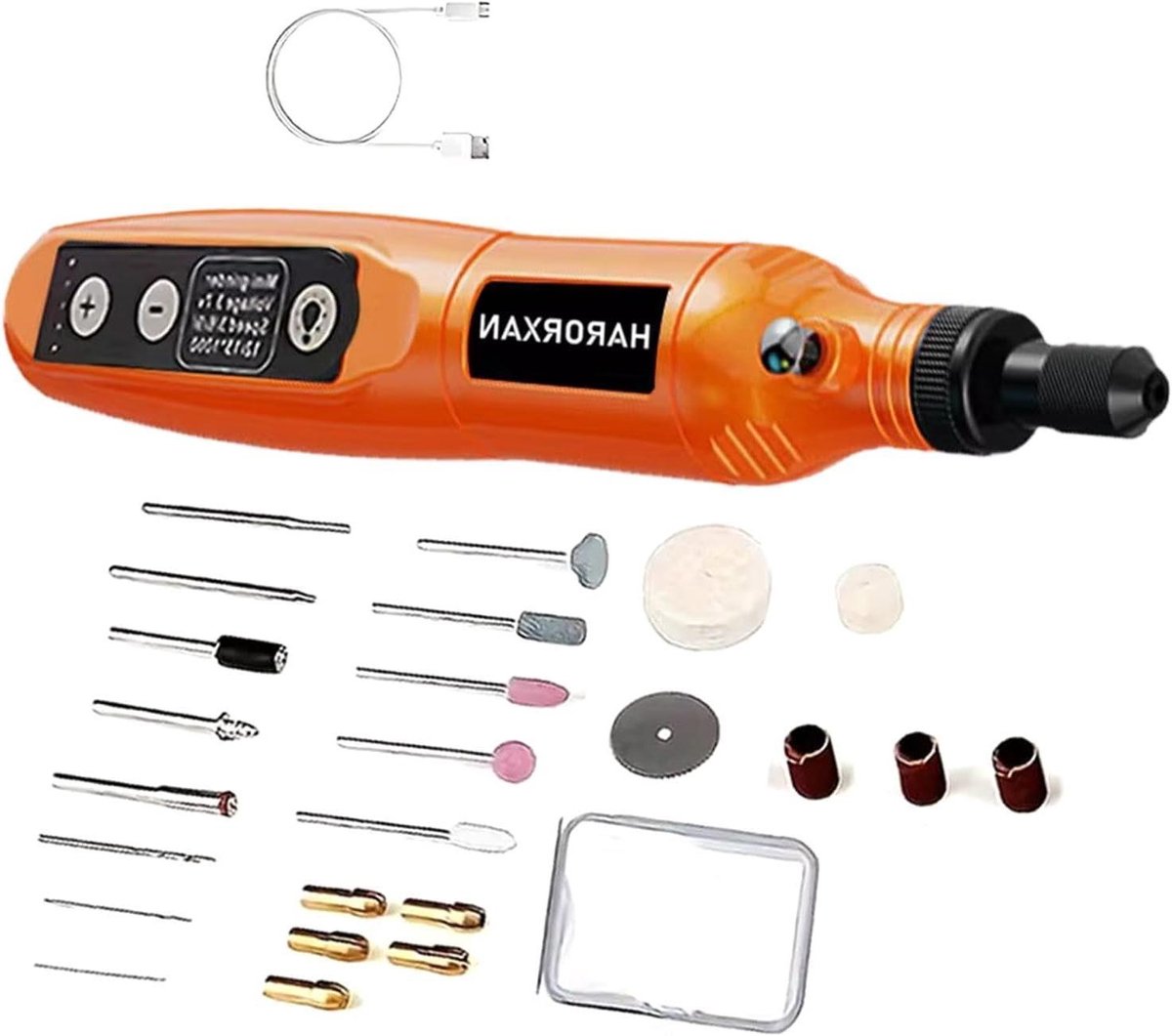 Elektrisch graveergereedschap - Graveerpen set - Projecten personaliseren - Verstelbare snelheid - 18 x 27 cm - Oranje