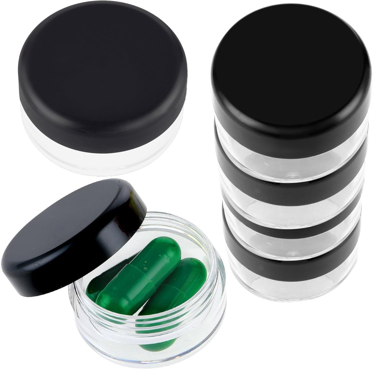 BRENZOOS- Pillendoos Klein - Draagbaar Formaat - 6 Stuks - BPA-vrij - Doorschijnend Ontwerp - Multifunctioneel Opberggereedschap - Medicijnendoos