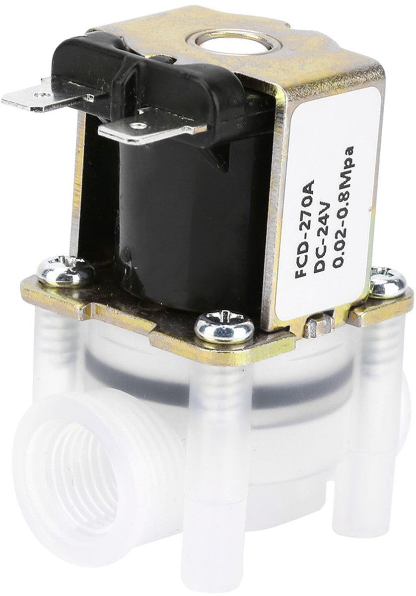BRENZOOS- Solenoïde Ventiel Compact - Magnetventiel N/C - 24V DC - Kunststof - Eenvoudig te Monteren - Geschikt voor Waterapparaten - Magneetventiel