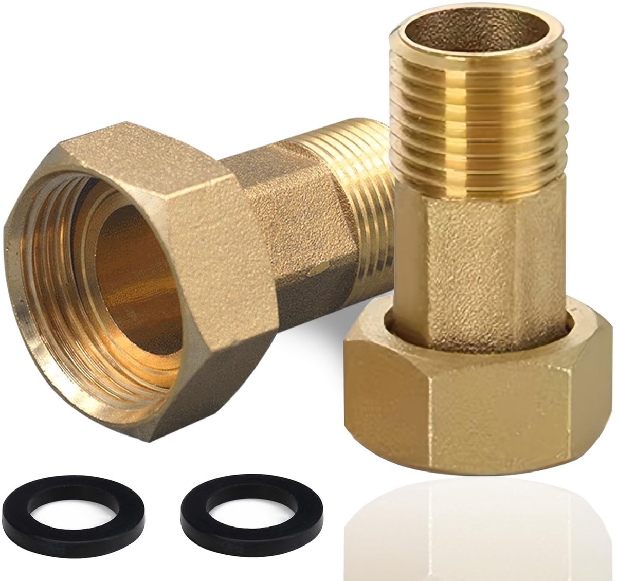 JHUBERS- Schroefverbinding Set van 2 - Messing Watermeterfittingen - 3/4 Inch Buitendraad - 1 Inch Binnendraad - Ø 25 mm/Ø 32 mm - Voor Leidingsystemen - Fitting