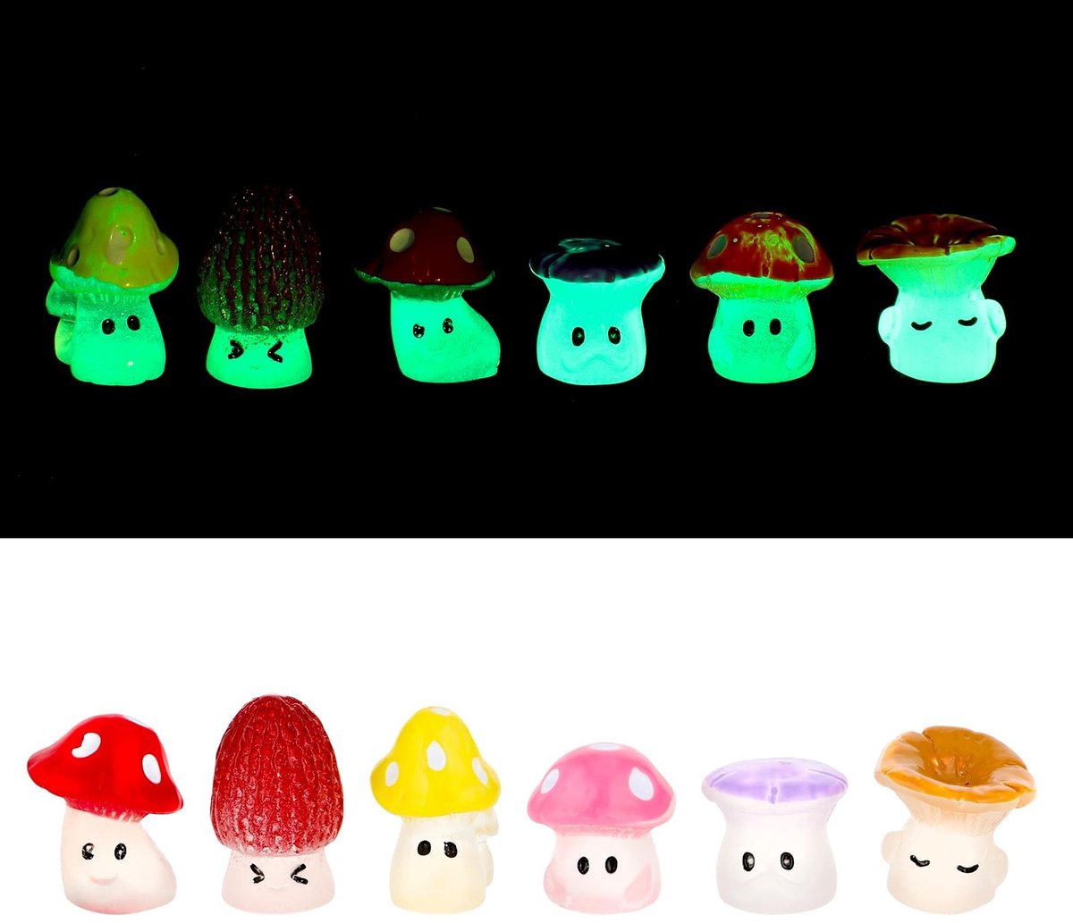 BRENZOOS- Paddenstoelen Kweken Lichtgevend Design - Miniatuur Decoratie - Kunsthars - Veelkleurig - 12 Stuks - Schattige Plantenbeeld - Miniatuurdecoratie