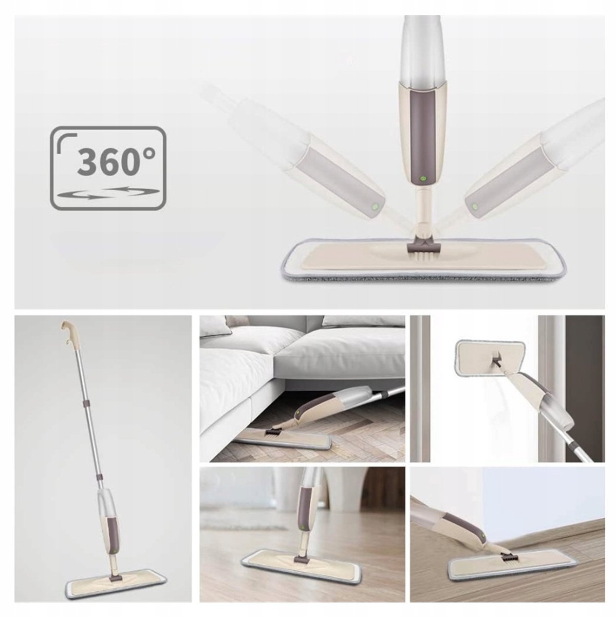 Mop met Sprayfunctie 125cm - Ideaal voor Houten & Laminaatvloeren