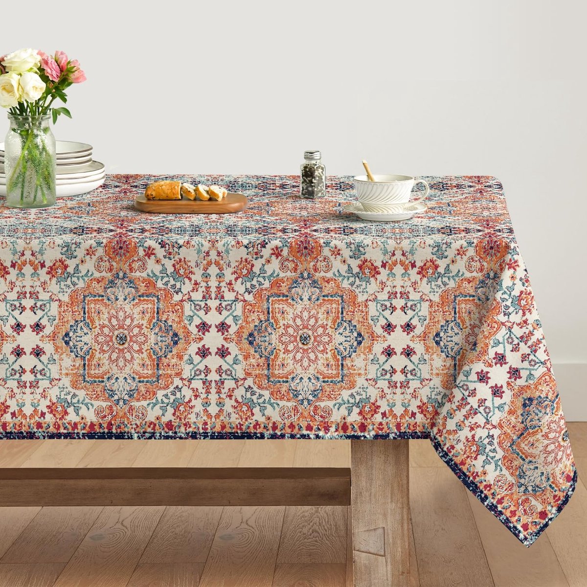 BRENZOOS - Boho Vintage Geometrie Tafelkleed 140x180 cm - Vlekbescherming voor Keuken Decoratie