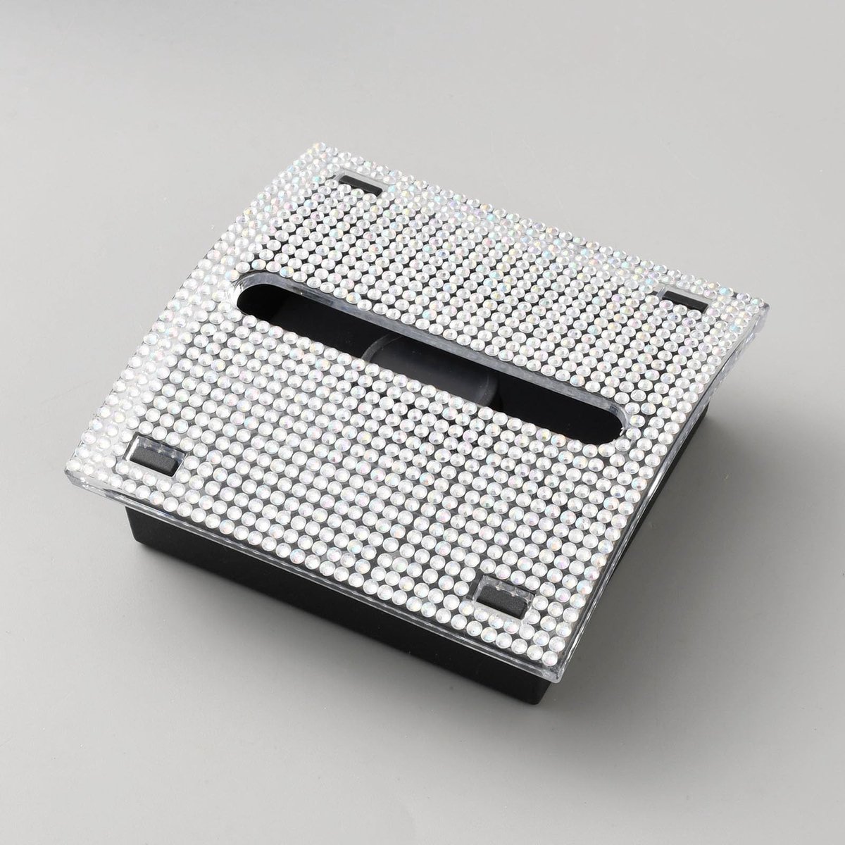 BRENZOOS- Notitiehouder - Zelfklevende Notities Dispenser - Kunststof - Compact - 1 Stuk - 100 mm x 104 mm x 37,5 mm - Elegant Design met Strass-Steentjes - Notitiedispenser