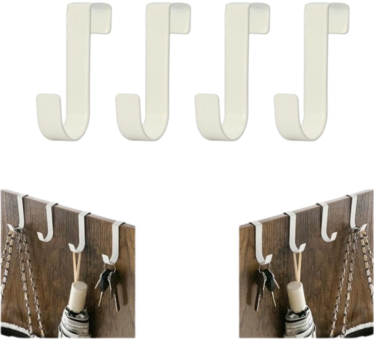 Dailygoods- Deurhaken Innovatief Ontwerp - Set van 4 - Roestvrij Staal - Geen Boren Nodig - Geschikt voor Standaard Deuren - Maximaal 2 cm Vouwbreedte - Ophanghaken