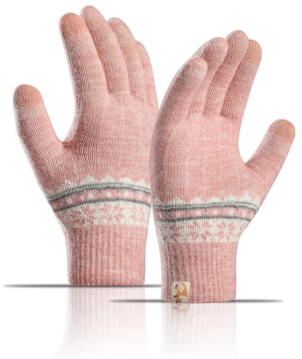 Dailygoods- Handschoenen Dames - Touchscreen - Winterhandschoenen - Gebreide Handschoenen - Roze - Comfortabele Acryl Constructie