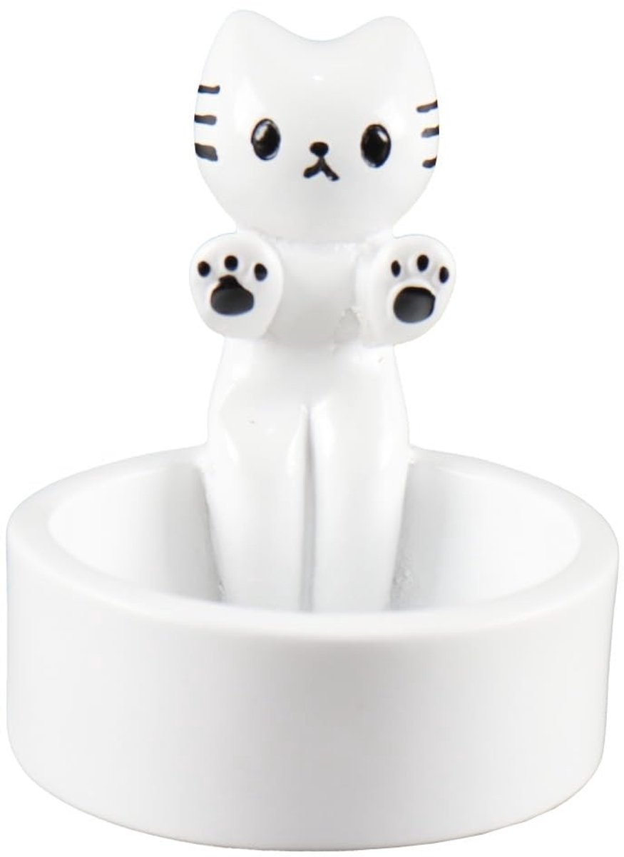 Dailygoods- Kaarsenhouder Creatief Design - Decoratie Woonkamer - Kattenkaarsenhouder - Hars - 7 x 7 x 6,5 cm - Charmante Geur