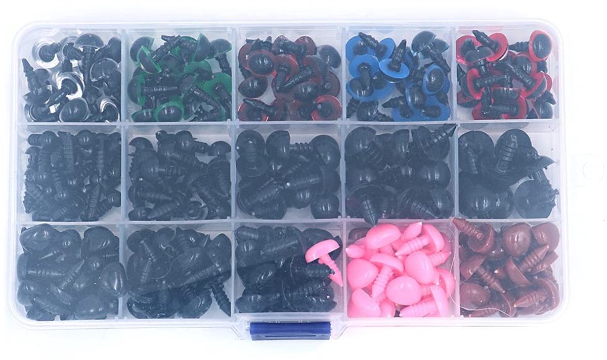 Dailygoods- Veiligheidsogen Set 560 Stuks - Veiligheidsneuzen - Ringen - Kunststof - Verschillende Maten - Kleurrijk - Knopen