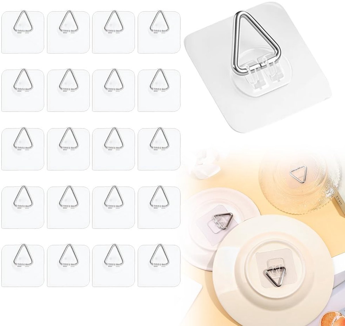 Dailygoods- Schilderijhaak 20 Stuks - Zelfklevende Ophanghaken - Kleefnagels voor Fotolijsten - Wandhaak voor Kunstwerken - Hoogwaardige Constructie - Sterke Kleefkracht - Ophanghaak