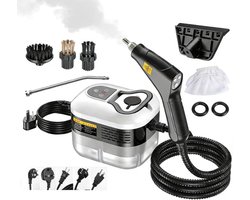 Ulisem - Stoomreiniger - 2500W handstoomaperaat - 105°C hogedruk stoom - 6 verstelbare standen - 60 min batterijduur - Met 3 opzetborstels - 2.2m slang - Voor keuken, badkamer en auto - Draagbaar en lichtgewicht - Wit
