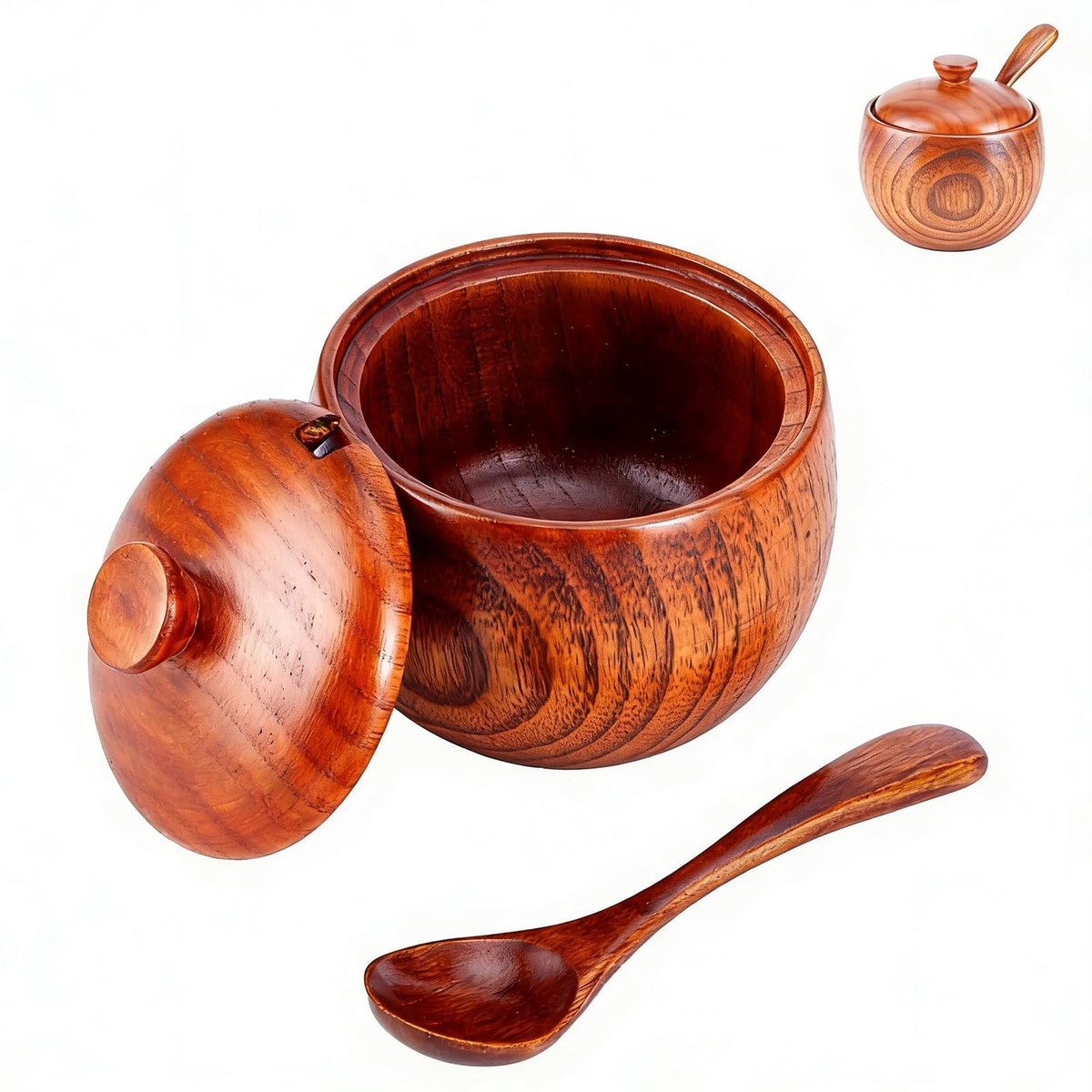 Dailygoods- Specerijenbox Houten - Kruidenpotjes - Voorraadpotten - Keukenaccessoire - 150ml - 8.5x9cm - Kruidenpot