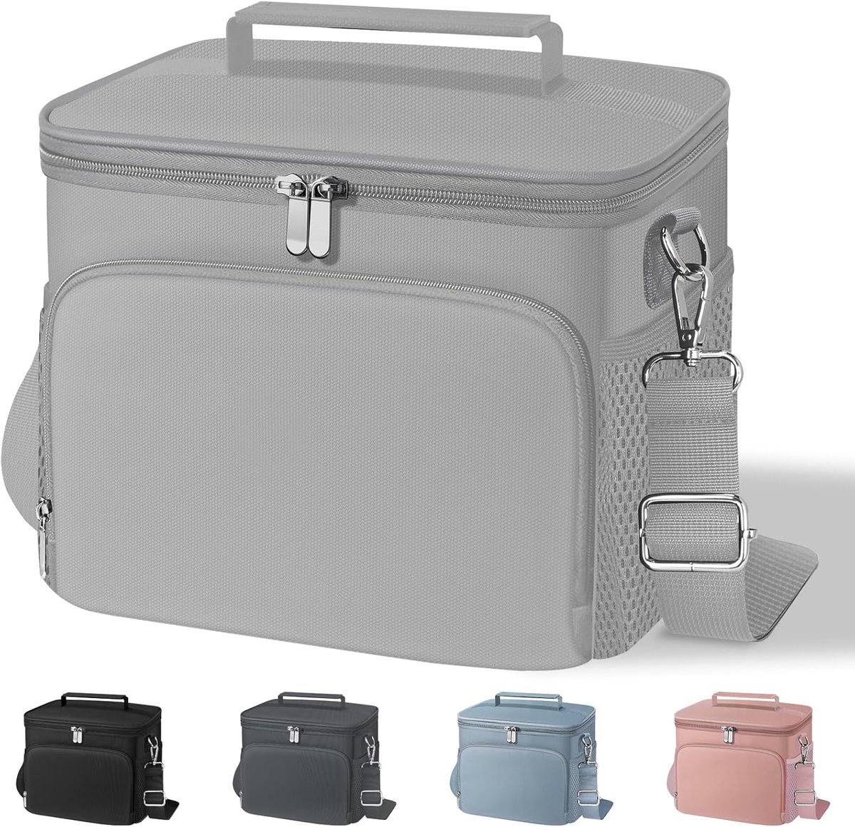 Lunchbox voor Dames & Heren - Geïsoleerde Grote Capaciteit Herbruikbare Lekvrije Lunchtas - voor Werk & Picknick - Grijs - 1 Stuk