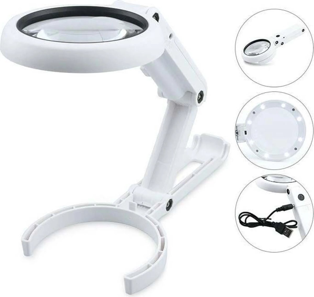 LED-vergrootglas met verlichting, dimbaar vergrootglas met verlichting, inclusief standaard, bureauvergrootglas geschikt voor het lezen van boeken en kranten.