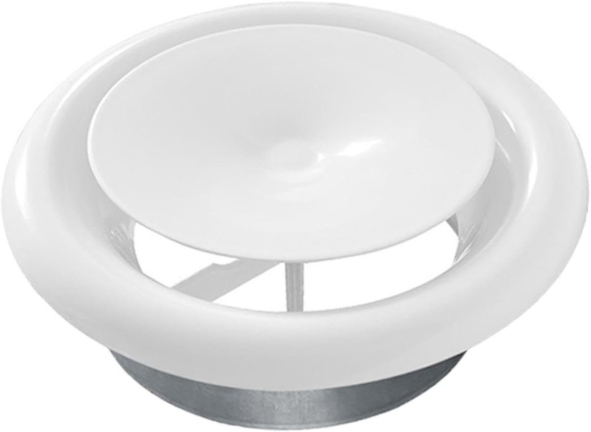 Ventilatie Rooster - Luchtuitlaat - Luchtstroom Regelen - Verstelbaar - 100 mm - Wit
