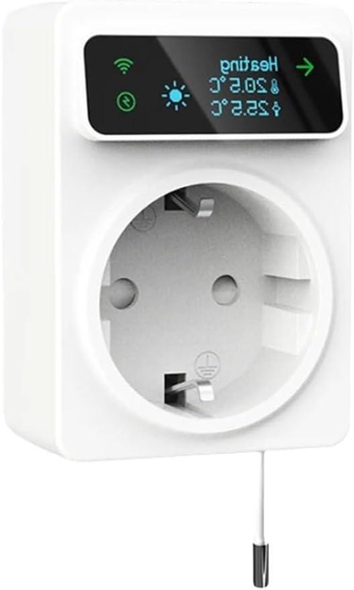 Slimme WiFi Thermostaat - Temperatuurregelaar Timer - Energie Besparen - App & Spraakbediening - 16A EU Stekker - Wit