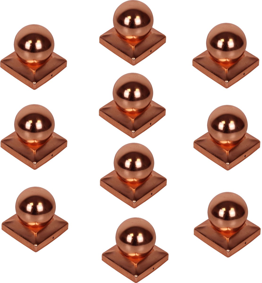 TRUTZHOLM - Paalkap Koper - 91 mm - Kogel - Afdekkap voor Palen 9x9 cm - Houtbescherming - 10 Stuks Set