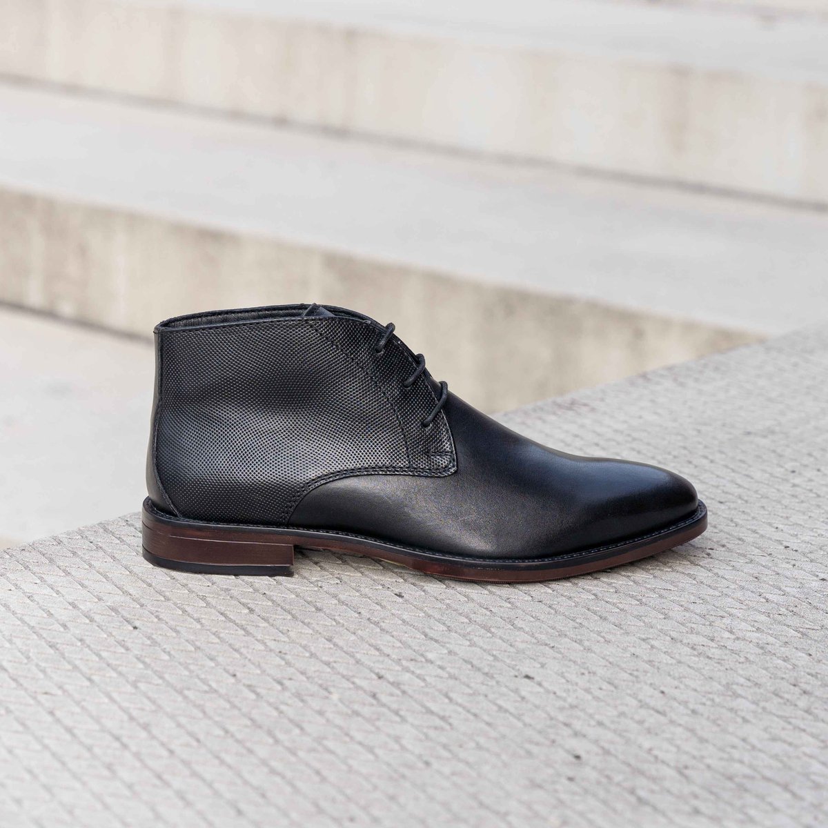 Cafe Moda veterboots heren zwart leer