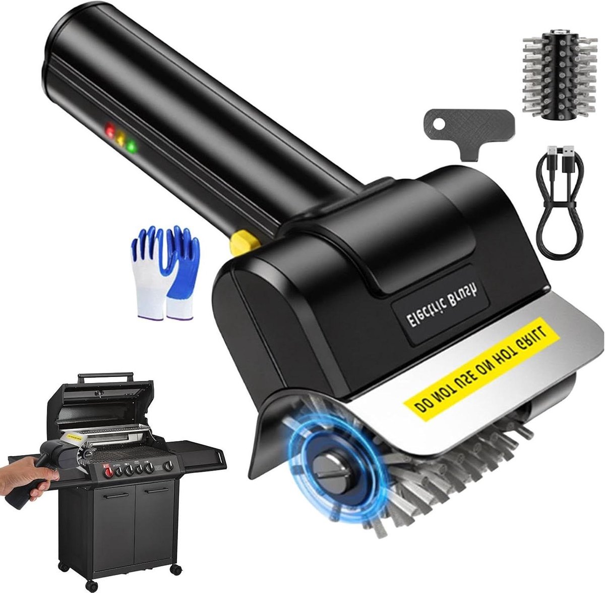 Elektrische Grillborstel - Barbecue Reiniger - Grill Gemakkelijk Schoon - Hoog Koppel Motor - 21 x 9 x 10 cm