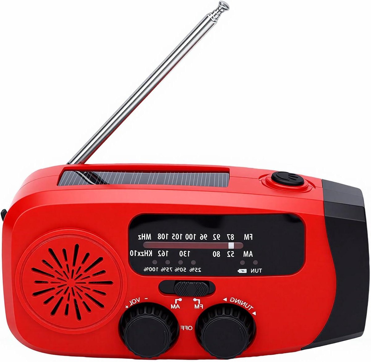 Noodradio - Weerradio Handslinger - Buitenactiviteiten Kamperen - Met LED en SOS - 2000 mAh Batterij - Zwart