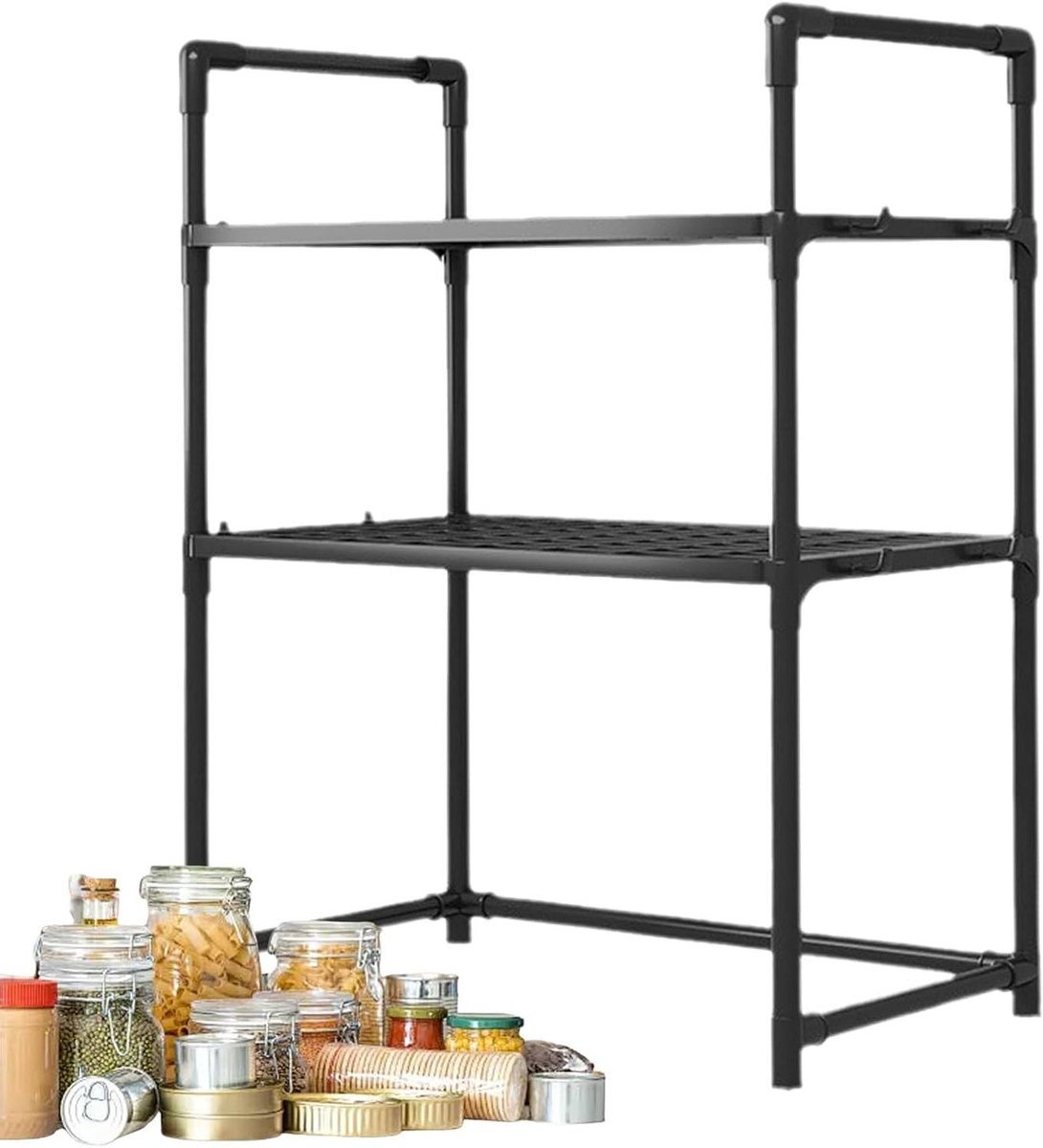 Magnetron Wandplank - Keukenrek - Keuken Organiseren - Ruimtebesparend Ontwerp - Verstelbaar - Zwart