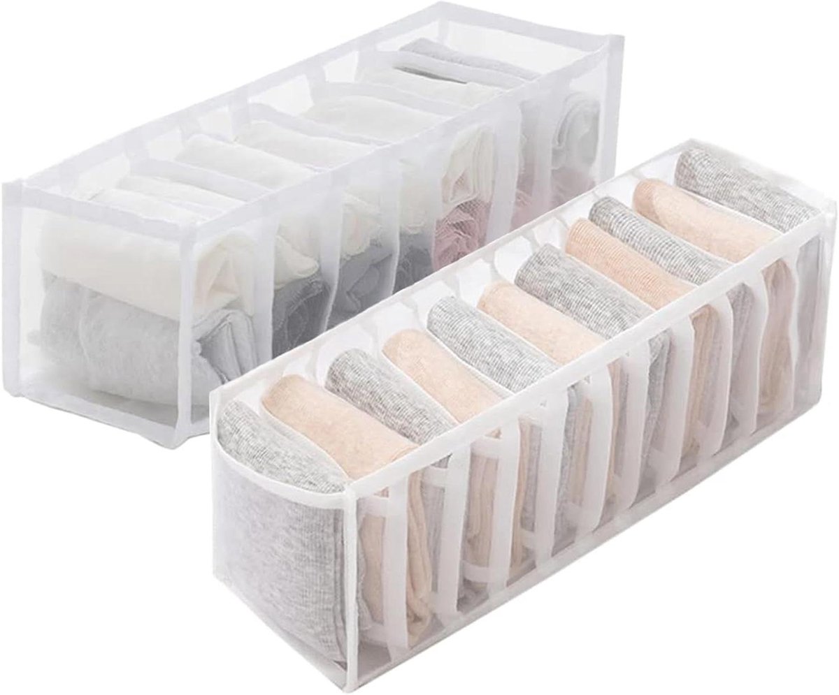 Kastorganizer Kleding - Opvouwbare Lade - Kleding Sorteren - Transparant Mesh - 2 Stuks - Wit