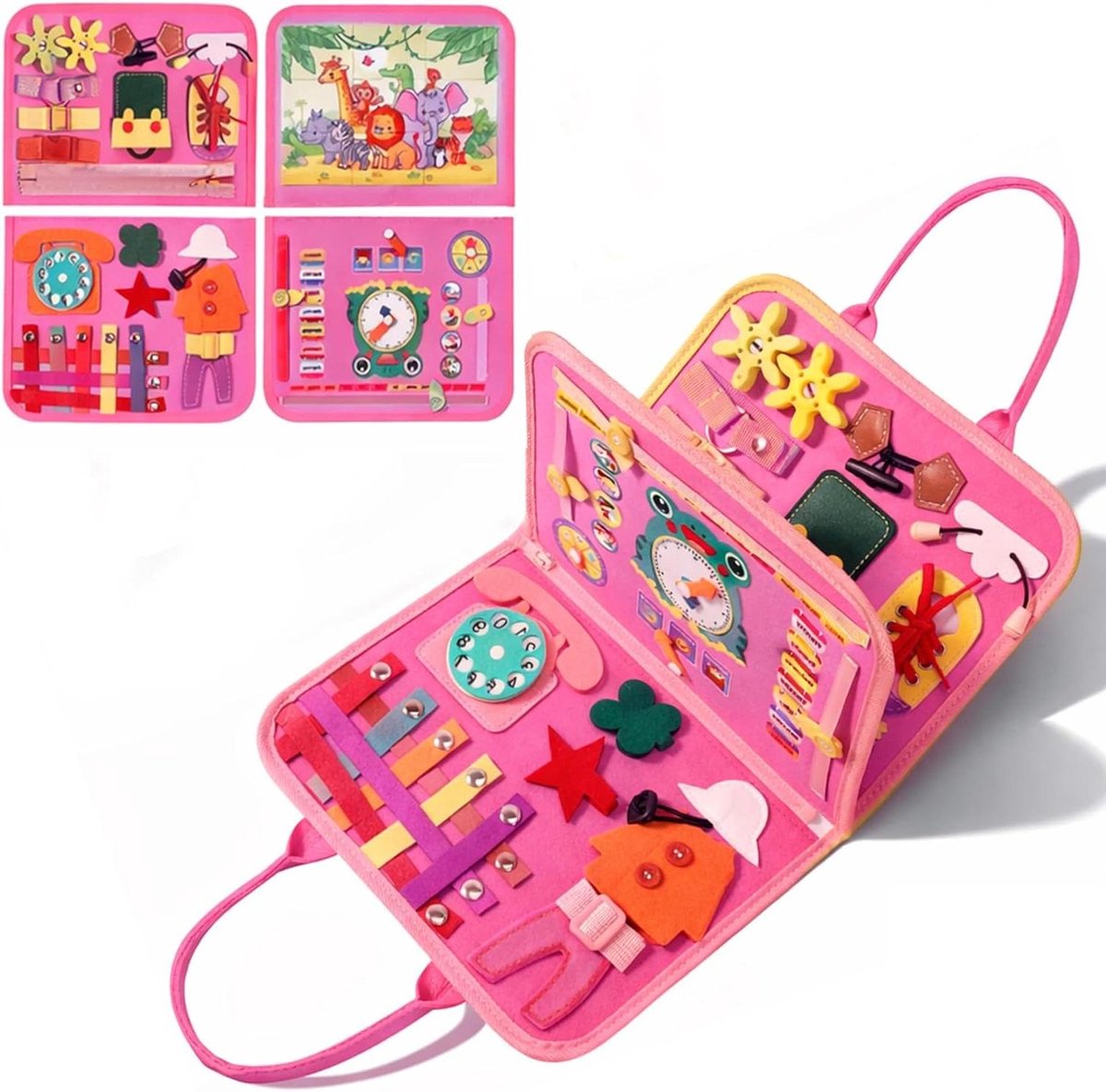 Activiteitenboek - Busy Board - Spelenderwijs Leren - 30 Verschillende Oefeningen - 34 x 28 cm - Roze Zeemeermin