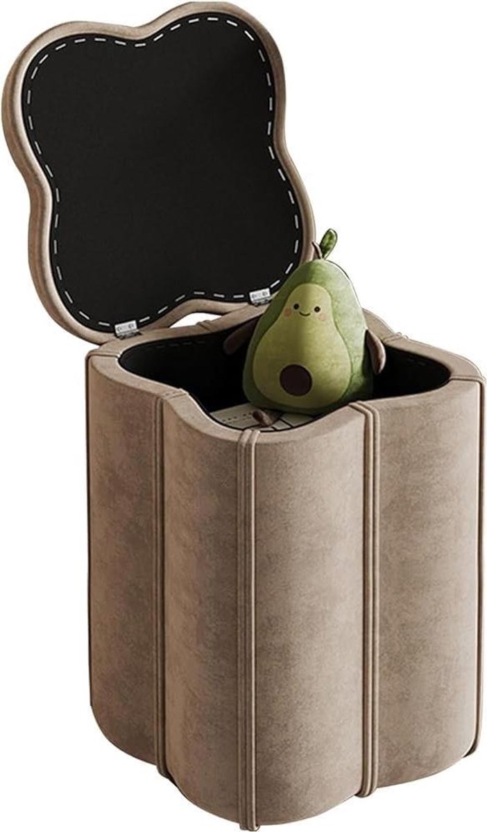 Gestoffeerde Voetenbank - Poef Stoel - Ontspanning Thuis - Verborgen Opbergruimte - 36x45 cm - Beige