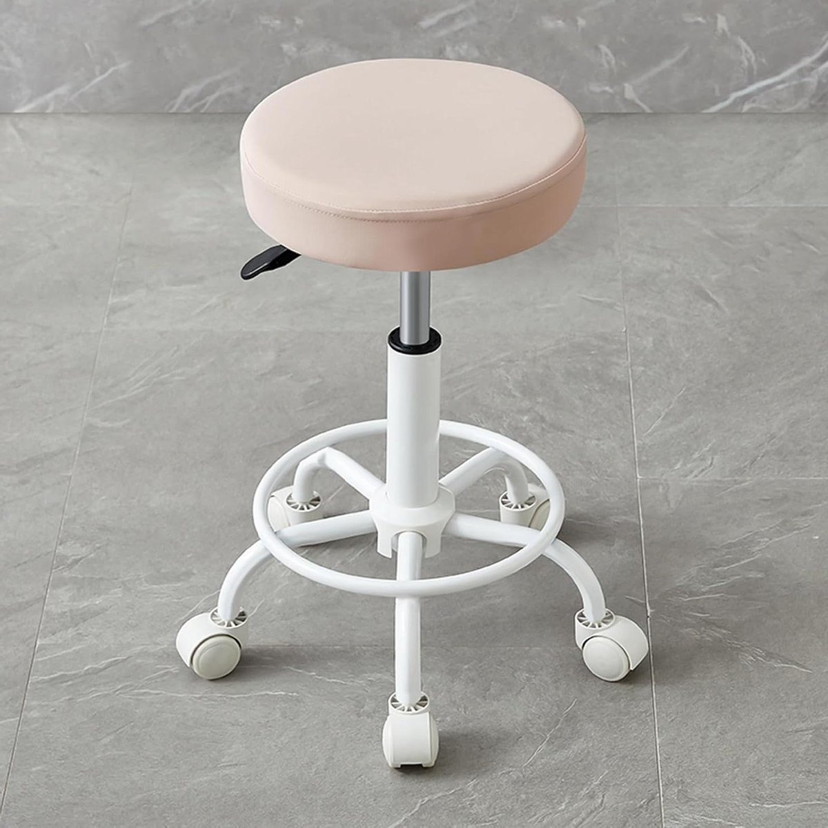 Bureaustoel met wielen - Rolstoel kruk - Comfortabel werken - In hoogte verstelbaar - Zitdiameter 31 cm - Roze